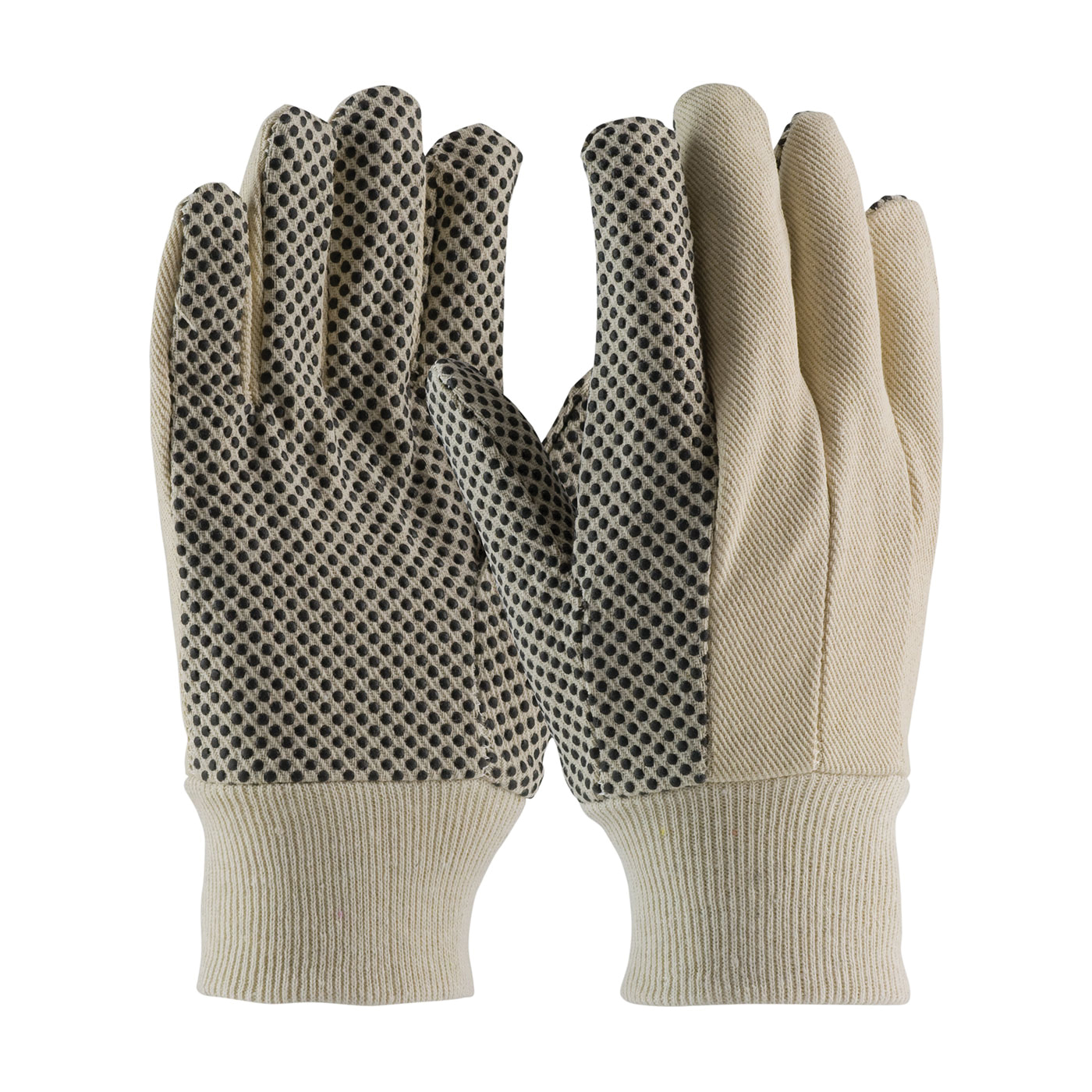 PIP® 780K General Purpose Gloves, Coated/Work, Clute Cut/Full Finger/Straight Thumb Style, L, Cotton/Polyester/PVC Palm, 8 oz Poly/Cotton Canvas, Black/White, Knit Wrist Cuff, PVC Coating