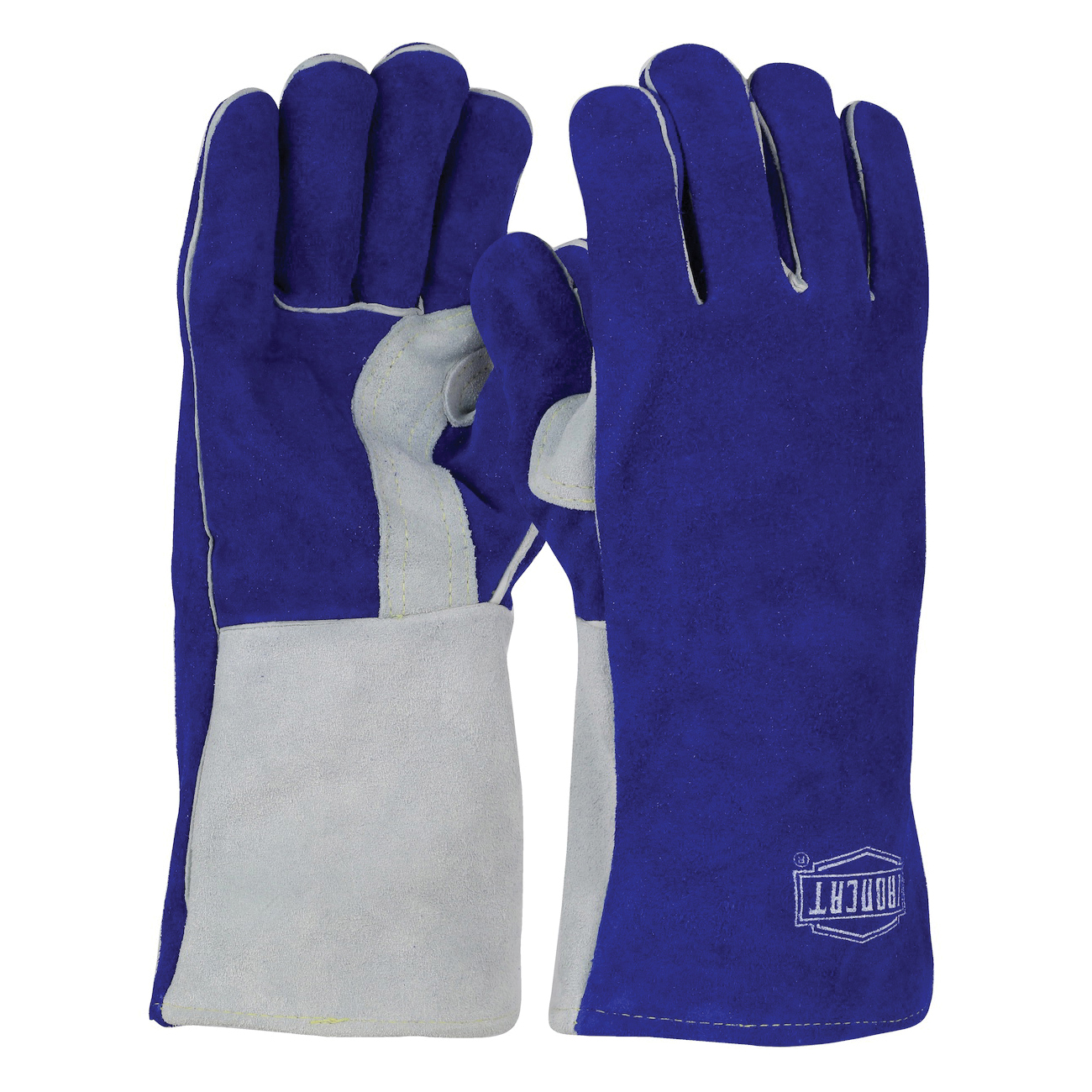 PIP® 9051/XL Premium Grade Welding Gloves, XL, Split Cowhide Leather, Blue, Cotton/Foam Lining, Gauntlet Cuff, 14 in L