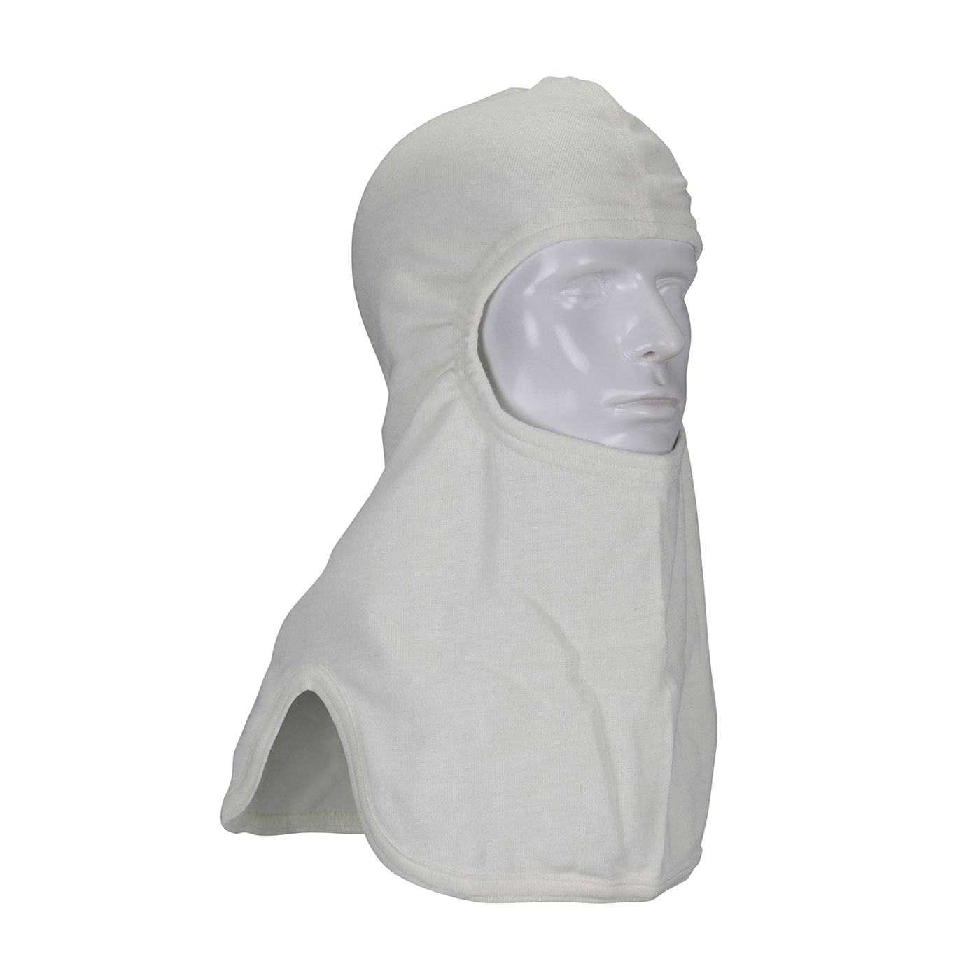 PIP® 906-2080NOL7 Single Layer Fire Resistant Hood With Bib, Universal, White, 16 in L, 20% Nomex®/80% Lenzing, 4 oz Fabric, Tri-Cut Full Face Closure