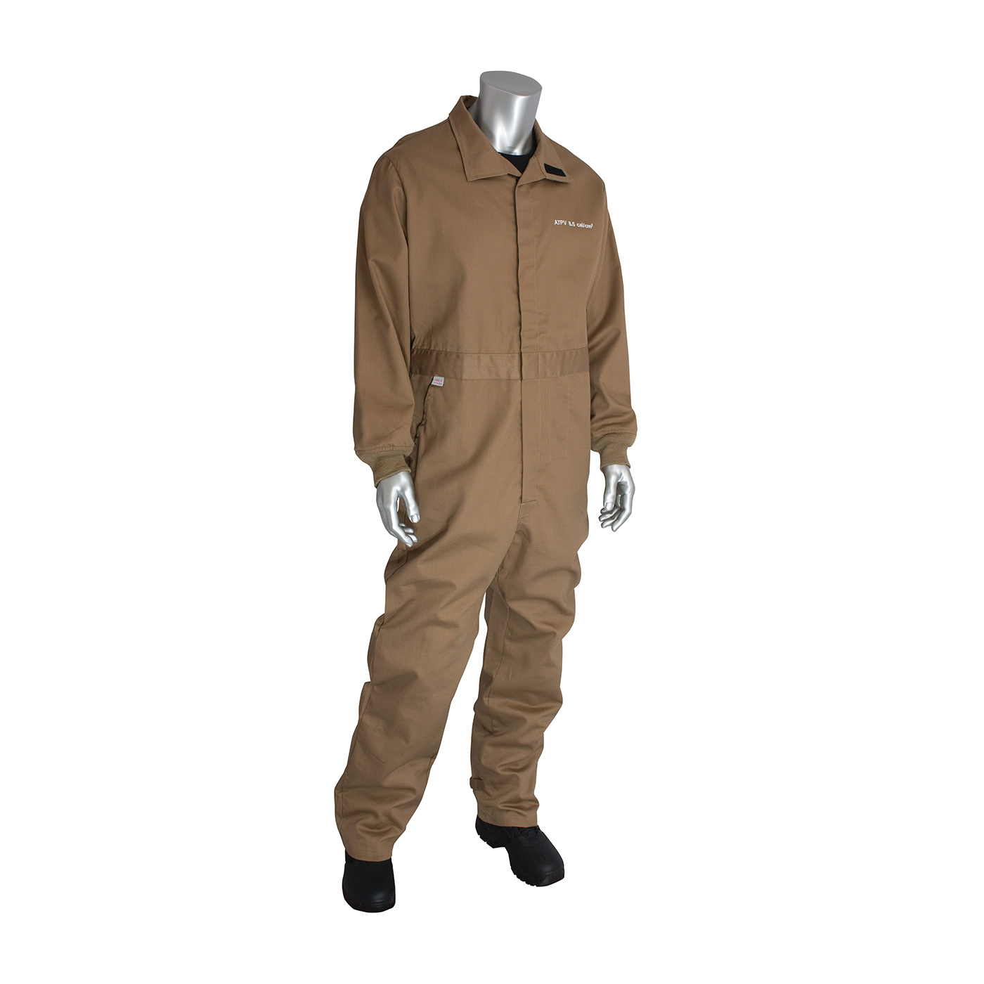 PIP® 9100-2100D/M Flame Resistant Coverall With Vented Back, M, Khaki, 90% Cotton/10% Nylon/FR Twill Weave, 40 to 42 in Chest, 32 in L Inseam