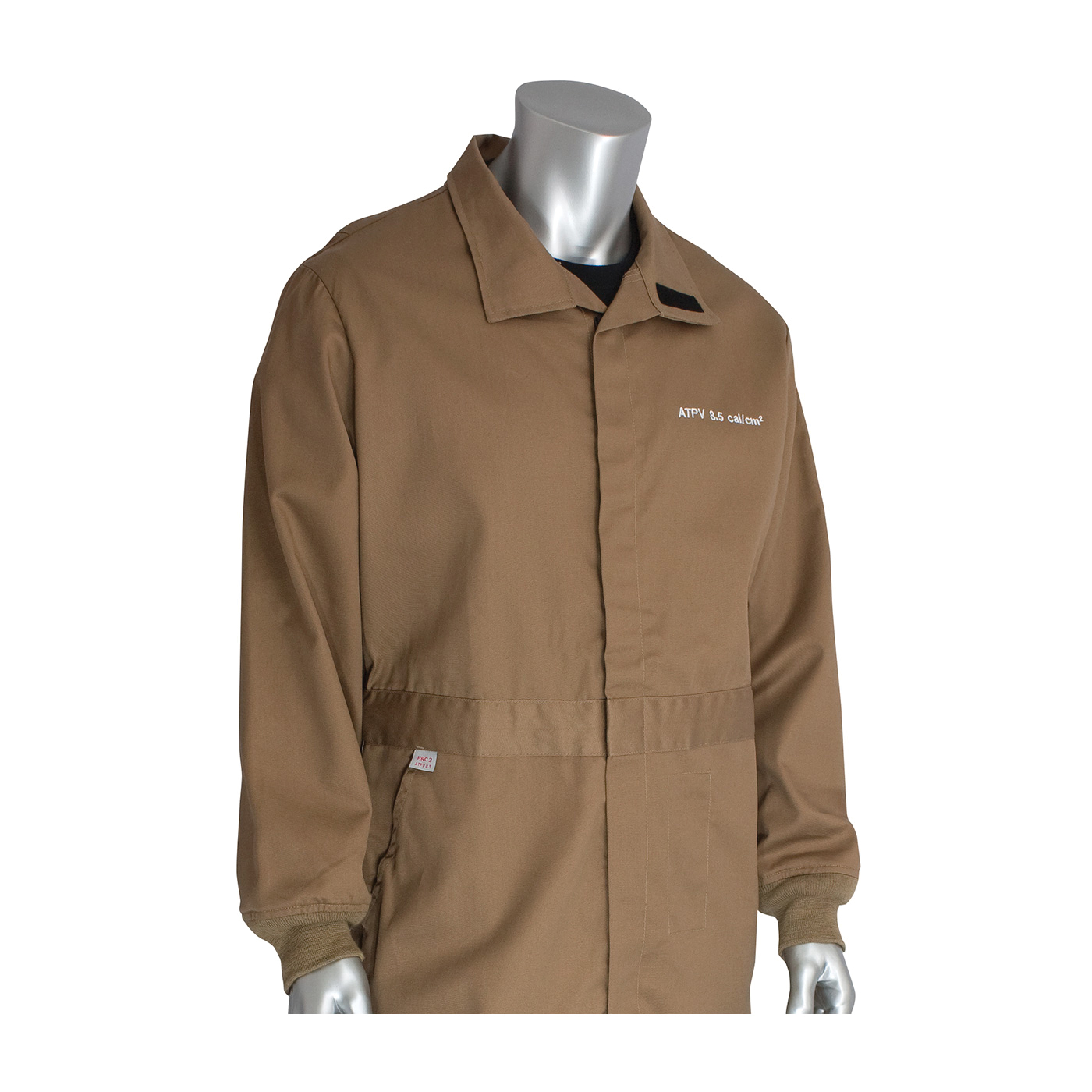 PIP® 9100-2110D/3X Flame Resistant Coverall With Insect Repellant, 3XL, Khaki, 90% Cotton/10% Nylon/FR and Bug Repellent Twill Weave, 56 to 58 in Chest, 32 in L Inseam