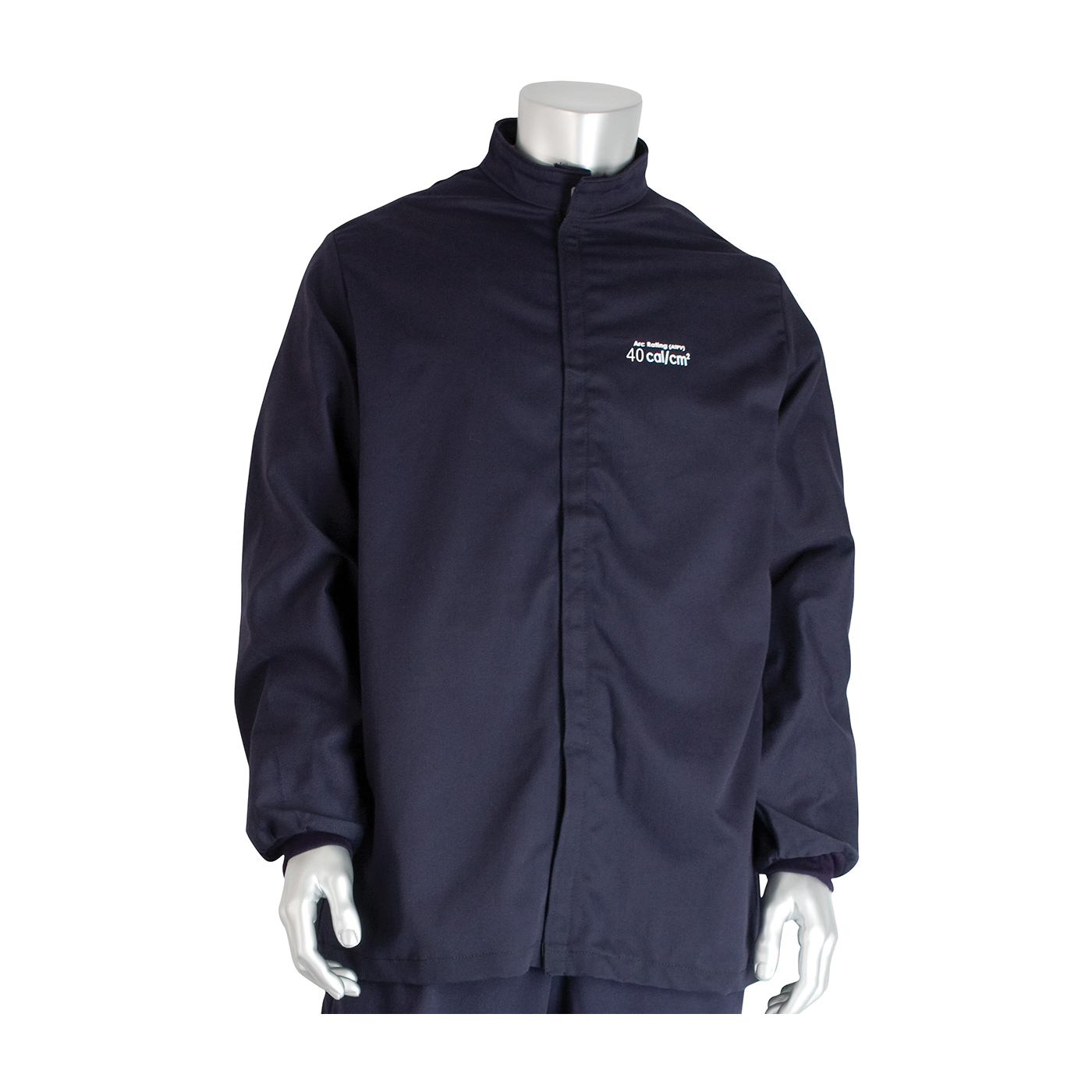 PIP® 9100-52412/4X Arc and Flame Resistant Jacket, 4XL, Navy, Westex® UltraSoft® 88% Cotton 12% High Tenacity Nylon, 60 to 62 in Chest, Resists: Arc and Flame, ASTM F1506-10a, ASTM F2178-12