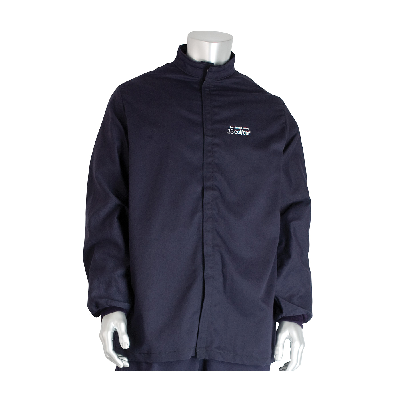 PIP® 9100-52680/S Arc and Flame Resistant Jacket, S, Navy, Westex® UltraSoft® 88% Cotton 12% High Tenacity Nylon, 36 to 38 in Chest, Resists: Arc and Flame, ASTM F1506-10a, ASTM F2178-12