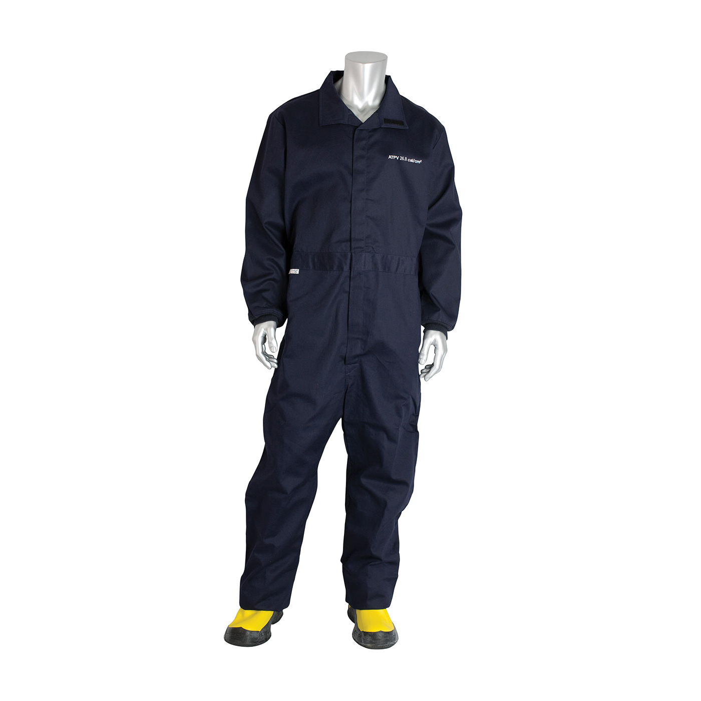 PIP® 9100-52772/2XL Flame Resistant Coverall, 2XL, Navy, Westex® Ultra Soft®/88% Cotton/12% Nylon, 52 to 54 in Chest, 32 in L Inseam