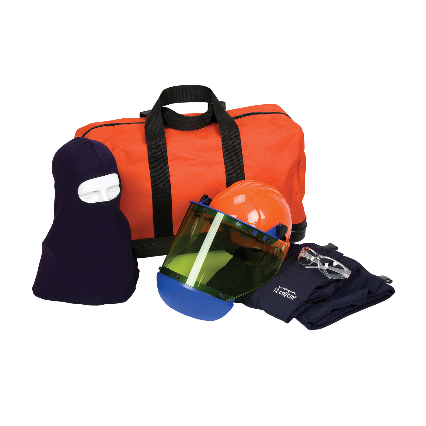 PIP® 9150-52810/3X Arc Flash Kit, Hazard Risk Category (HRC): 2, Hood/Face Shield Max Arc Flash Protection: 12 cal/sq-cm, Garment Max Arc Flash Protection: 12 cal/sq-cm, Specifications Met: NFPA 70E-2018, Arc Shield/Hard Hat Head/Face Protection