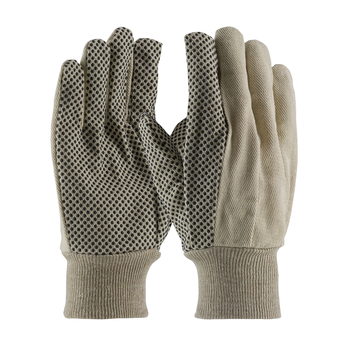 PIP® 91-908PDI Economy Grade Men's General Purpose Gloves, Fabric/Work, Clute Cut/Straight Thumb Style, L, PVC Palm, 60% Polyester/40% Cotton, Natural, Knit Wrist Cuff, PVC Coating, Resists: Abrasion and Cut, Canvas Lining