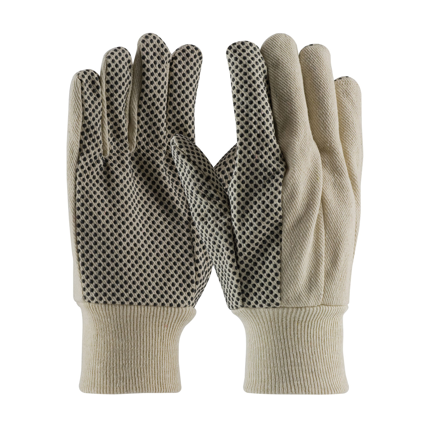PIP® 91-910PDI Economy Grade General Purpose Gloves, Fabric/Work, Clute Cut/Full Finger/Straight Thumb Style, PVC Palm, 10 oz Cotton, Natural, Knit Wrist Cuff, PVC Coating, Resists: Abrasion and Cut, Canvas Lining