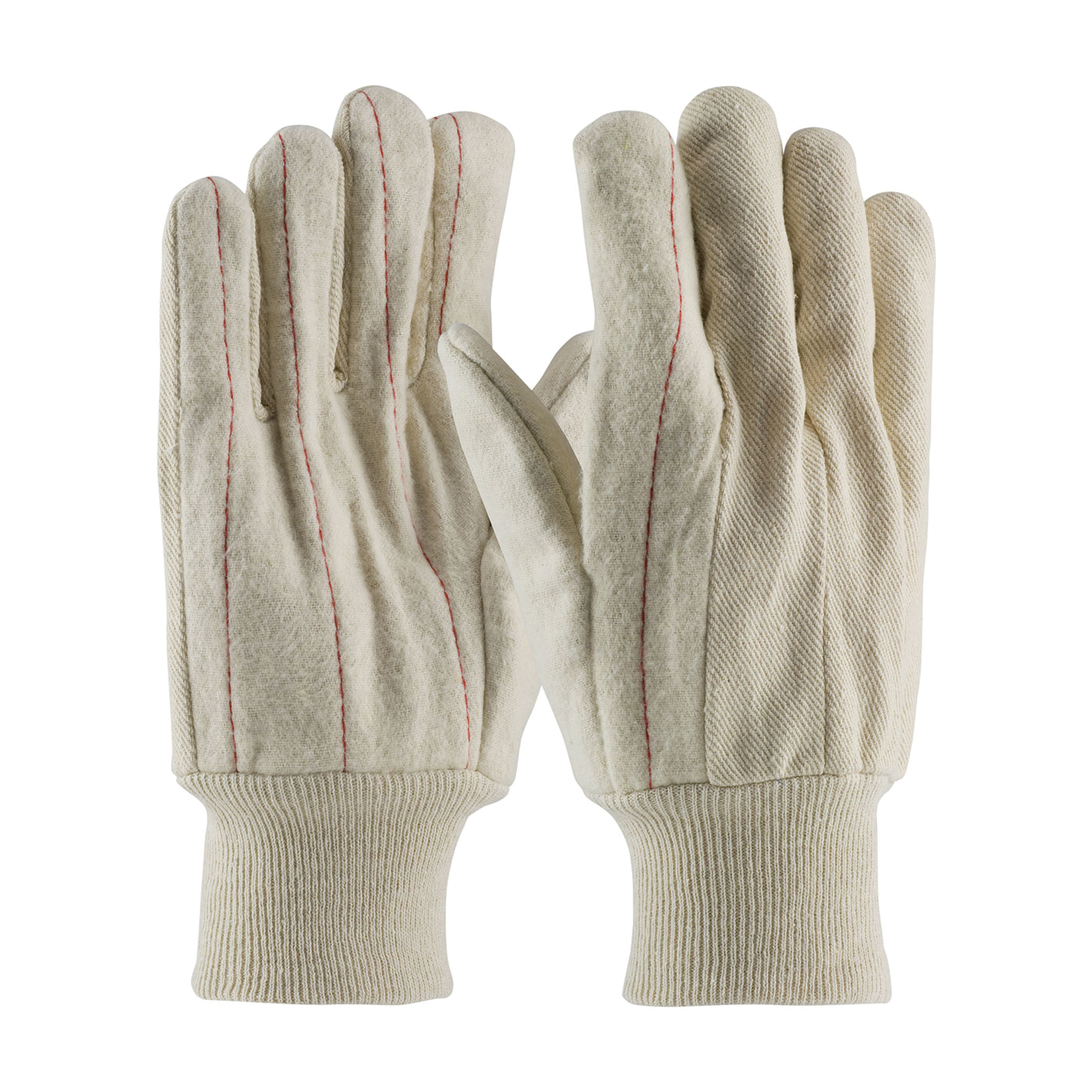 PIP® 92-918O Double Palm Men's General Purpose Gloves, Multi-Purpose/Work, Clute Cut/Full Finger/Nap-Out/Straight Thumb Style, Universal, Cotton/Canvas Palm, 60% Cotton/40% Polyester, Natural, Knit Wrist Cuff, Uncoated Coating, Resists: Heat, Canvas Lining