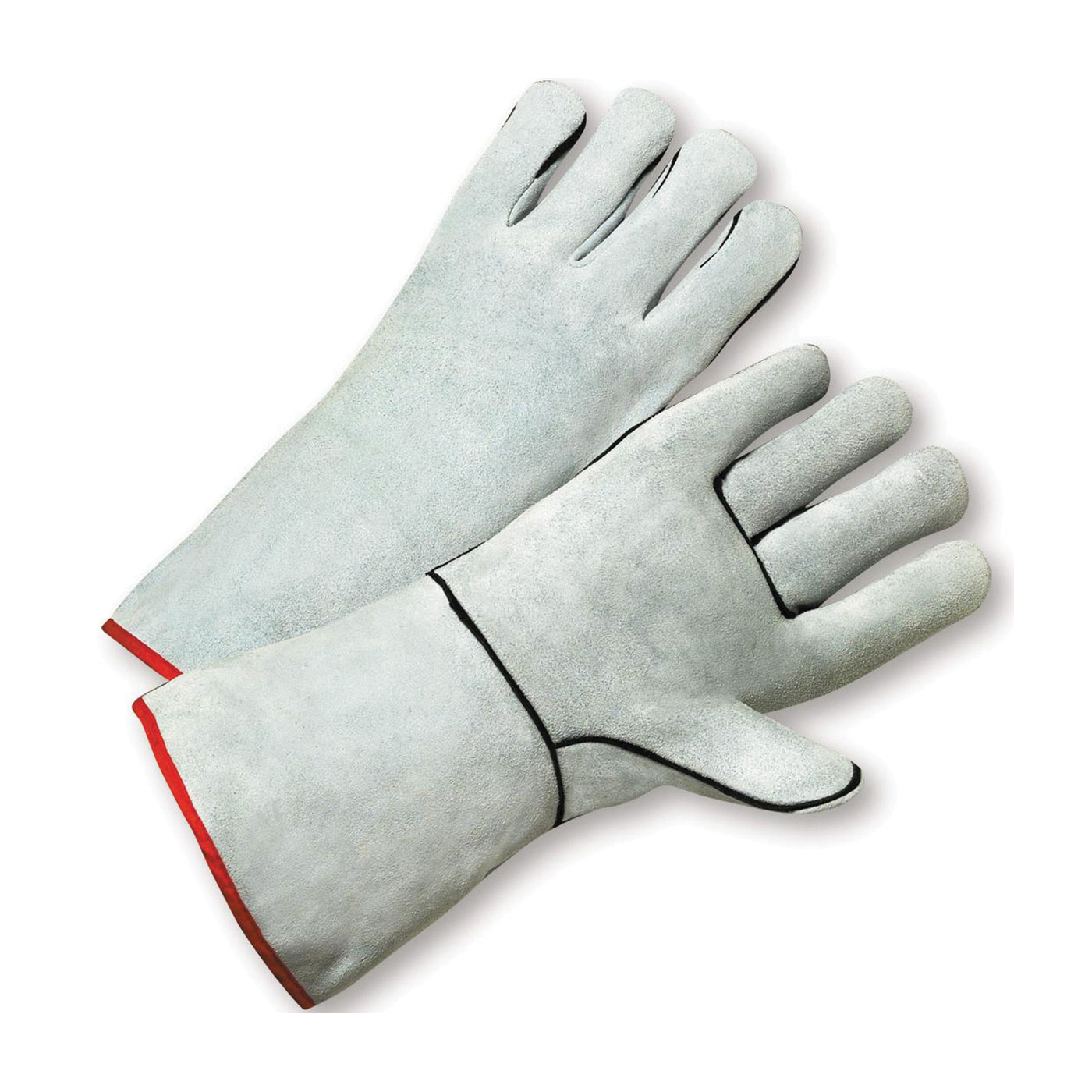 PIP® 930LHO Welding Gloves, L, Split Cowhide Leather/Kevlar® Thread, Gray, Cotton Sock Lining, Gauntlet Cuff, 14 in L