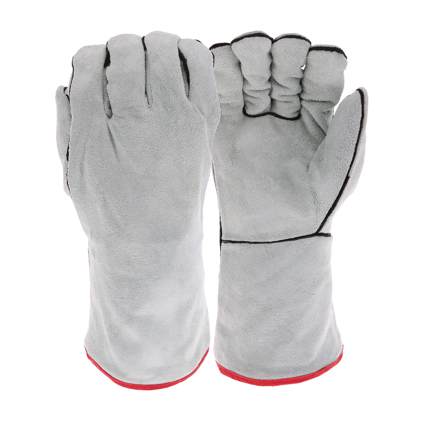 PIP® 930 Standard Grade Welding Gloves, L, Cotton/Split Cowhide Leather, Gray, Cotton Sock Lining, Gauntlet Cuff, 13-1/2 in L