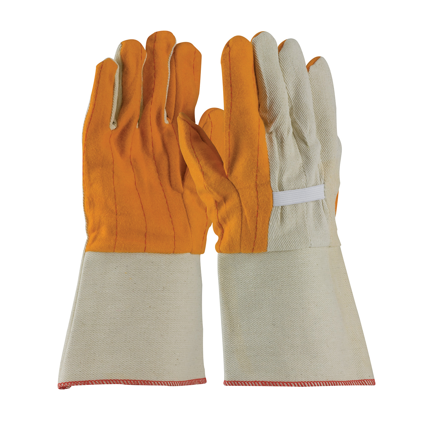 PIP® 93-578G Men's Premium Grade General Purpose Gloves, Fabric/Work, Cotton Palm, Cotton, Gold, Gauntlet Cuff, Uncoated Coating, Resists: Heat, Cotton Lining, Clute Cut/Full Finger/Nap-Out/Straight Thumb