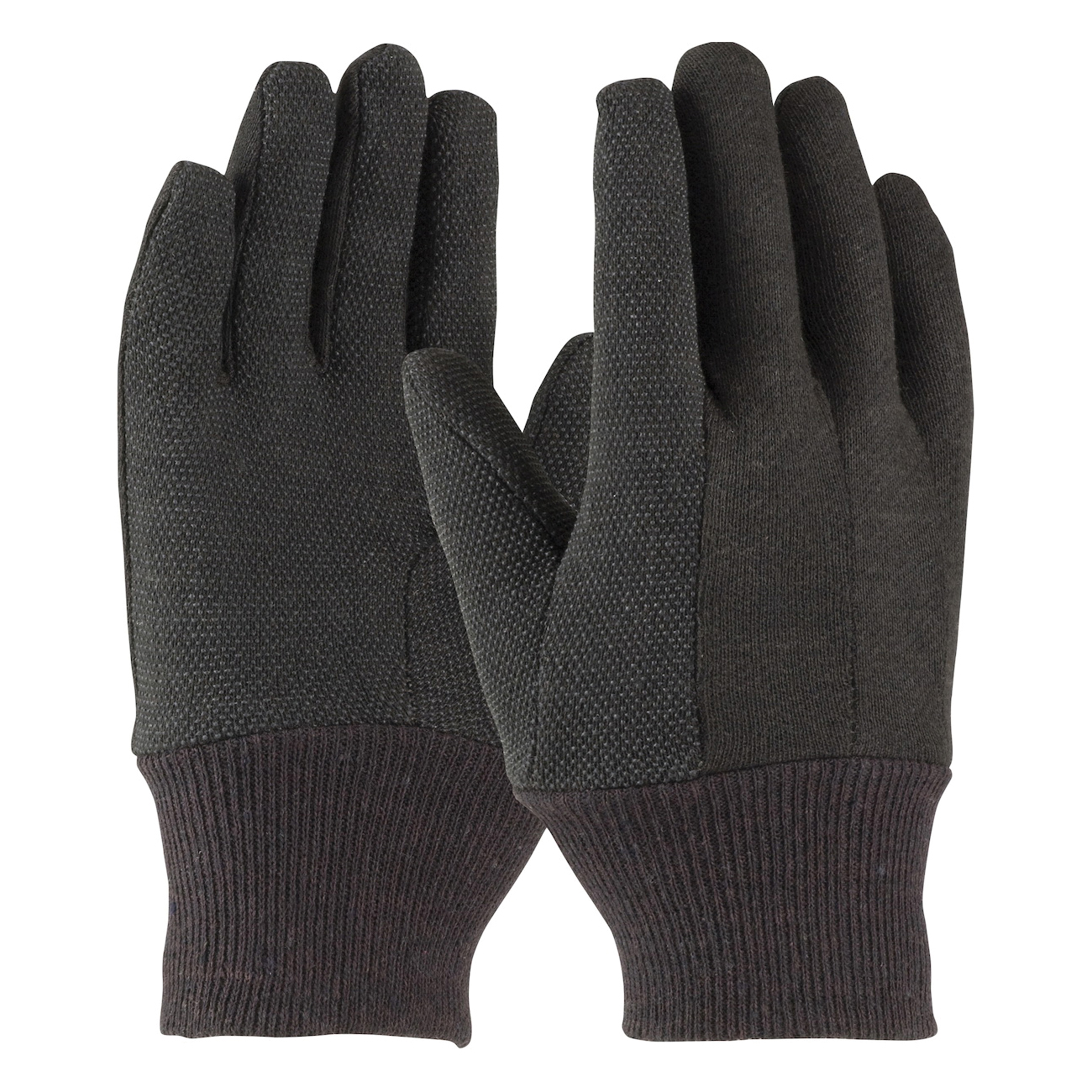 PIP® 95-809PDC Ladies Regular Weight General Purpose Gloves, Fabric/Work, Clute Cut/Full Finger/Straight Thumb Style, PVC Palm, Cotton/Jersey/Polyester, Brown, Knit Wrist Cuff, PVC Coating, Resists: Abrasion and Cut, Cotton/Polyester Lining