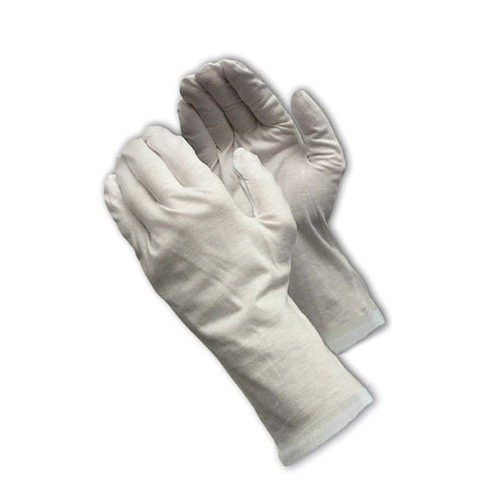 PIP® CleanTeam® 97-520/12R Medium Weight Men's Premium Grade Reversible Inspection Gloves, Universal, Cotton, White, Seamless Style, Paired Hand, 12 in L