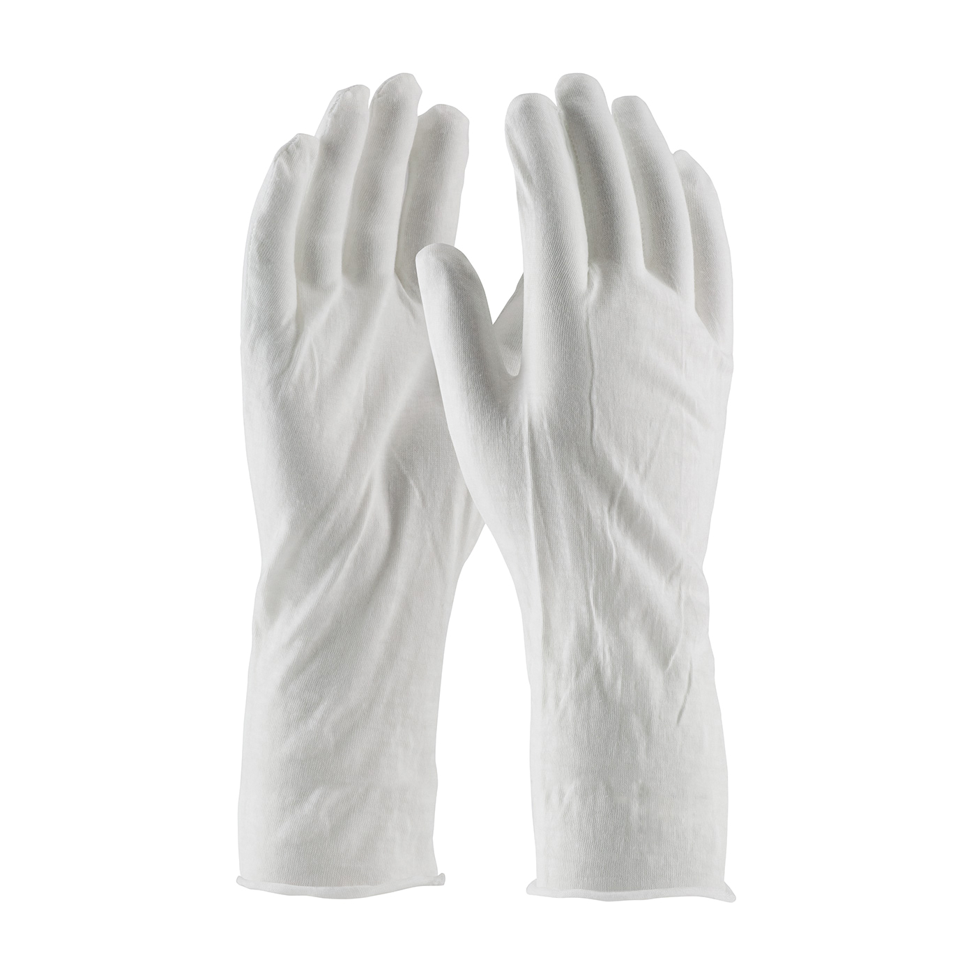 PIP® CleanTeam® 97-520/14 Medium Weight Men's Premium Grade Reversible Inspection Gloves, Universal, Cotton, White, Seamless Style, Paired Hand, 14 in L