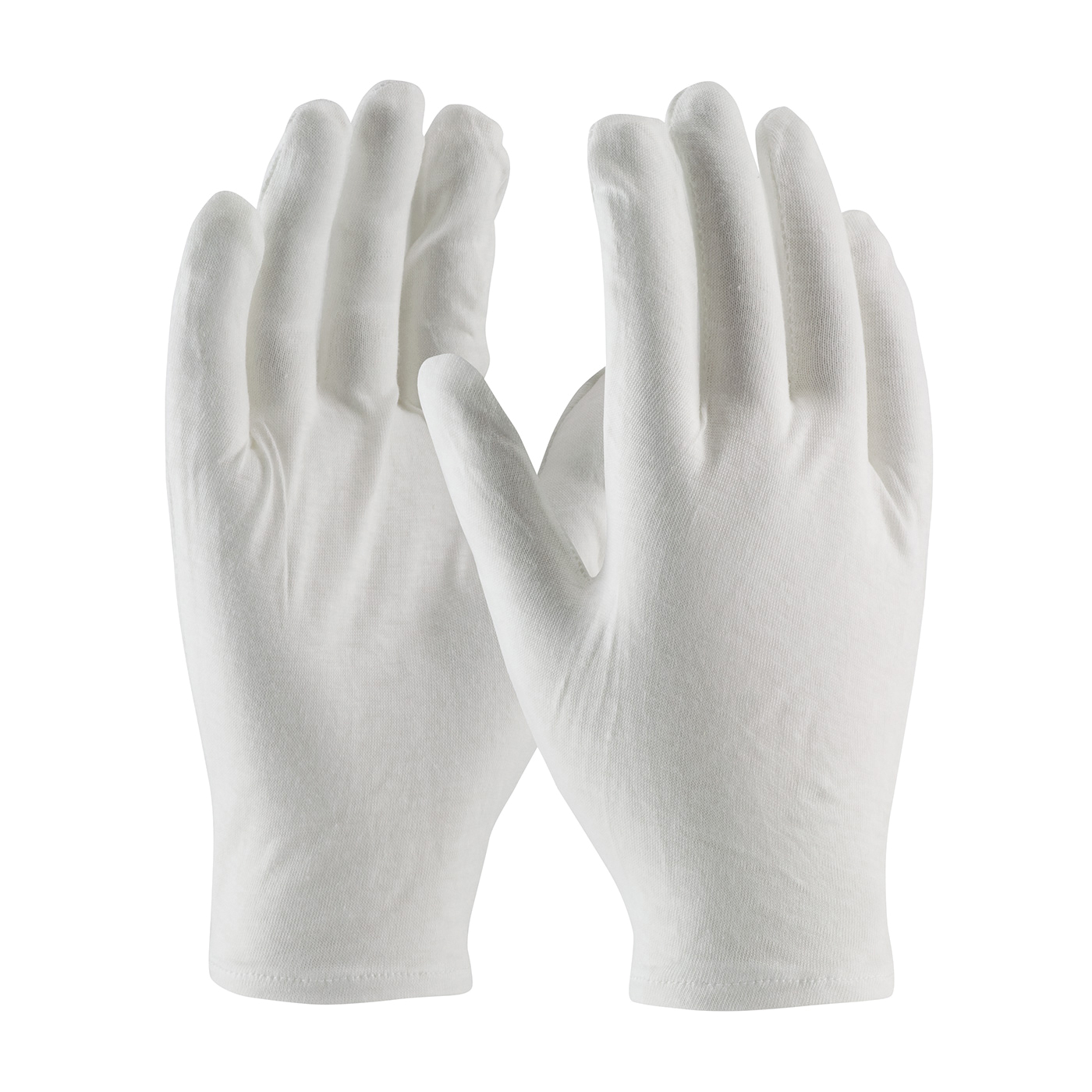 PIP® CleanTeam® 97-520R Medium Weight Men's Premium Grade Reversible Inspection Gloves, Universal, Cotton, White, Seamless Style, Paired Hand, 10 in L