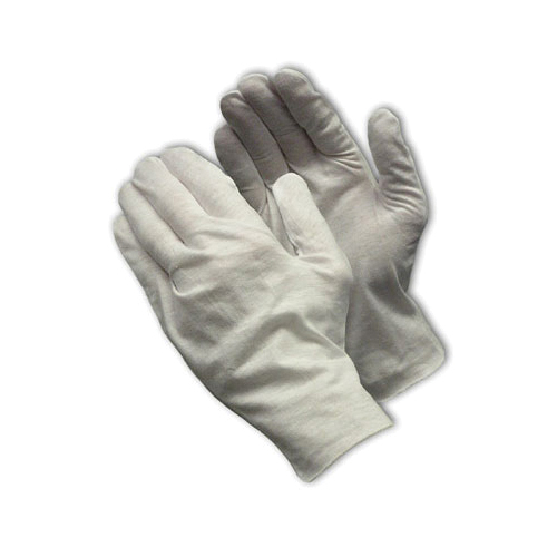 PIP® CleanTeam® 97-521/10 Ladies Medium Weight Premium Grade Reversible Inspection Gloves, Universal, Cotton, White, Seamless Style, Paired Hand, 10 in L
