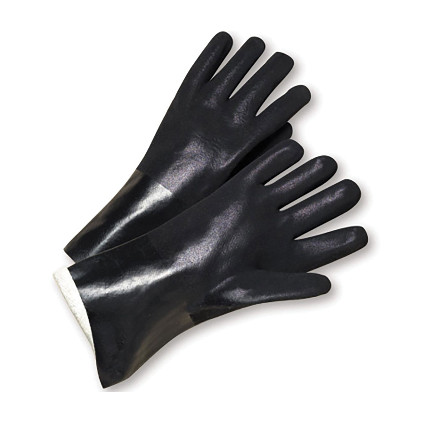 PIP® J1047RF Standard Chemical-Resistant Gloves, L, Pair Hand, Black, Jersey Lining, 14 in L, Resists: Abrasion, Acid, Chemical, Grease, Oil, Water and Solvent, Supported Support, Gauntlet Cuff
