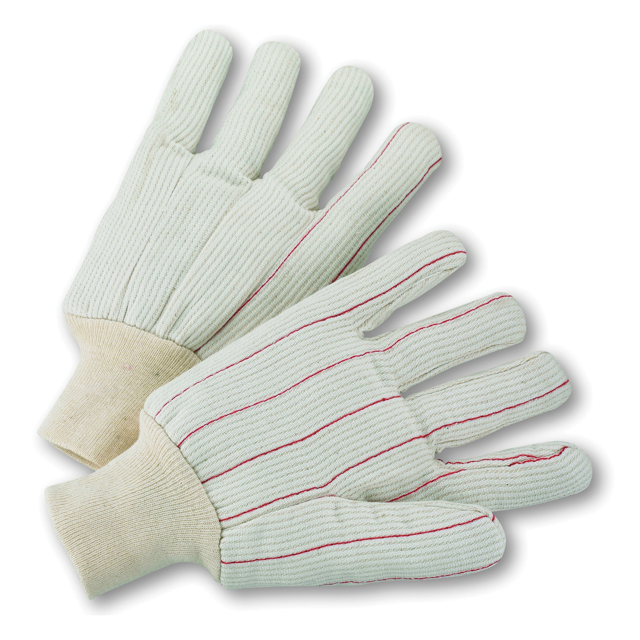 PIP® K81SCNCI Unisex General Purpose Gloves, Work, Clute Cut/Full Finger/Straight Thumb Style, L, Cotton Palm, Cotton, White, Knit Wrist Cuff, Resists: Oil and Dirt, Polyester Lining