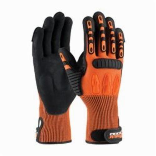 PIP® TuffMax5™ 120-5150 High Performance General Purpose Gloves, Mechanics, Nitrile Palm, HPPE/Nitrile, Black/Orange, Continuous Knit Wrist Cuff, Nitrile Coating, Resists: Abrasion, Cold, Puncture and Tear, Extended Wrist