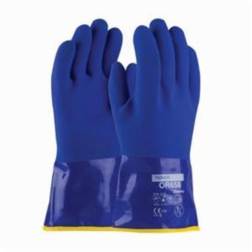 PIP® ProCoat® 58-8658DL General Purpose Gloves, Coated/Cold Protection, PVC/Cotton Palm, Cotton/PVC, Blue, Open Cuff, Sandy Finish Coating, Resists: Abrasion, Cut, Puncture and Tear, Terrycloth Lining, Seamless