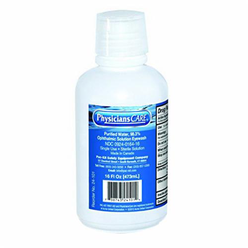 Pac-Kit® 24-101 Eyewash Solution, 16 oz Bottle, For Use With First Aid Kit