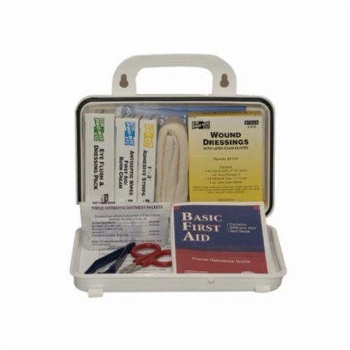 Pac-Kit® 6410 First Aid Kit, Wall Mount, 76 Components, Weatherproof Plastic Case, 4-1/2 in H x 7-1/2 in W x 2-3/4 in D