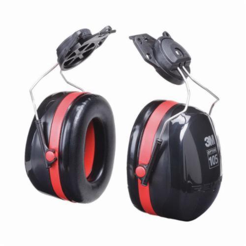 Peltor™ Optime™ 093045-08103 Ear Muff, 30 dB Noise Reduction, Black/Red, Hard Hat Attached Band Position, CSA Certified Class AL, ANSI S3.19-1974