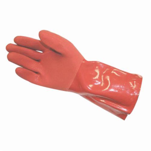 PIP® PermFlex® 58-8651 Chemical Resistant Gloves, Cotton/PVC, Orange, 12 in L, Resists: Abrasion, Cut, Cold, Liquid, Puncture and Tear, Supported Support, Gauntlet Cuff