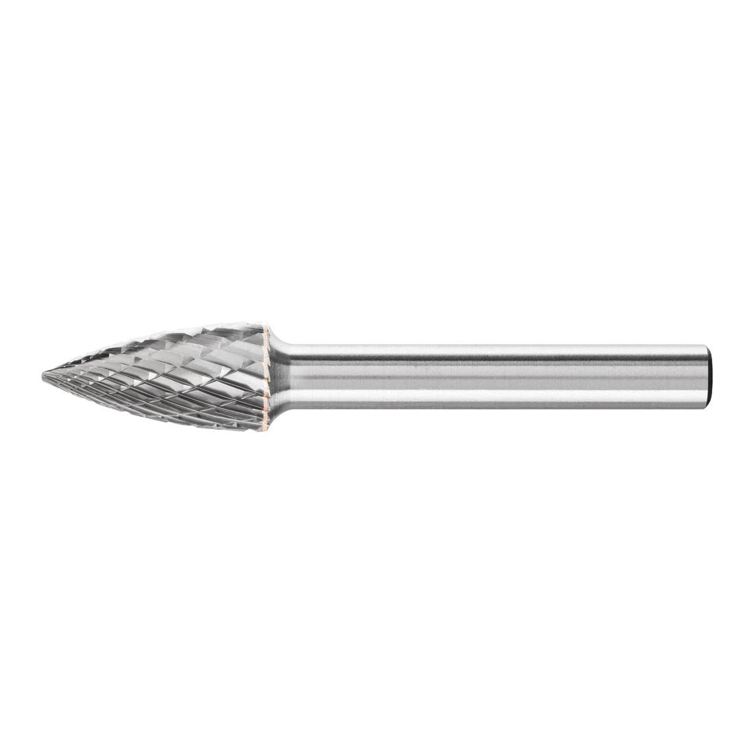 PFERD 24802 Universal Line Premium Grade Carbide Burr, Pointed End, Tree Pointed (Shape SG) Head, 3/8 in Dia Head, 3/4 in L of Cut, 2-1/2 in OAL, Double Cut Cut