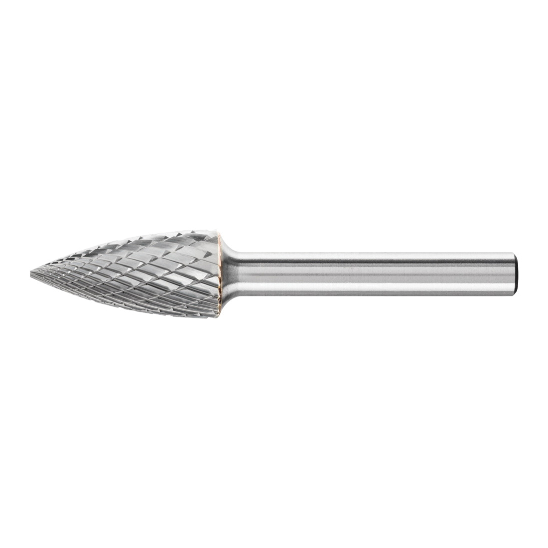 PFERD 24812 Universal Line Premium Grade Carbide Burr, Pointed End, Tree Pointed (Shape SG) Head, 1/2 in Dia Head, 1 in L of Cut, 2-3/4 in OAL, Double Cut Cut