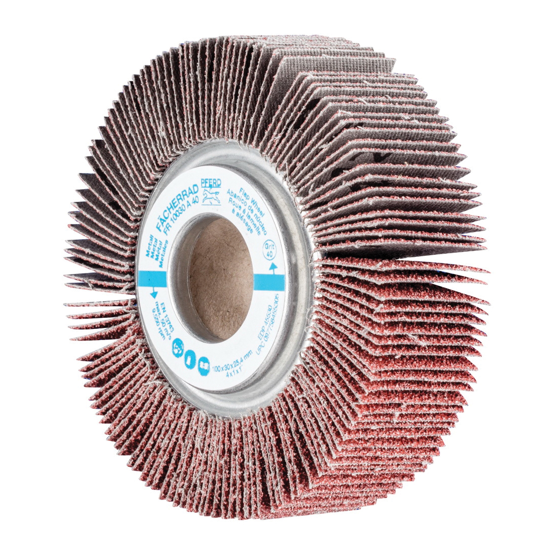 PFERD 45530 Unmounted Coated Flap Wheel, 4 in Dia, 1 in W Face, 40 Grit, Coarse Grade, Aluminum Oxide Abrasive