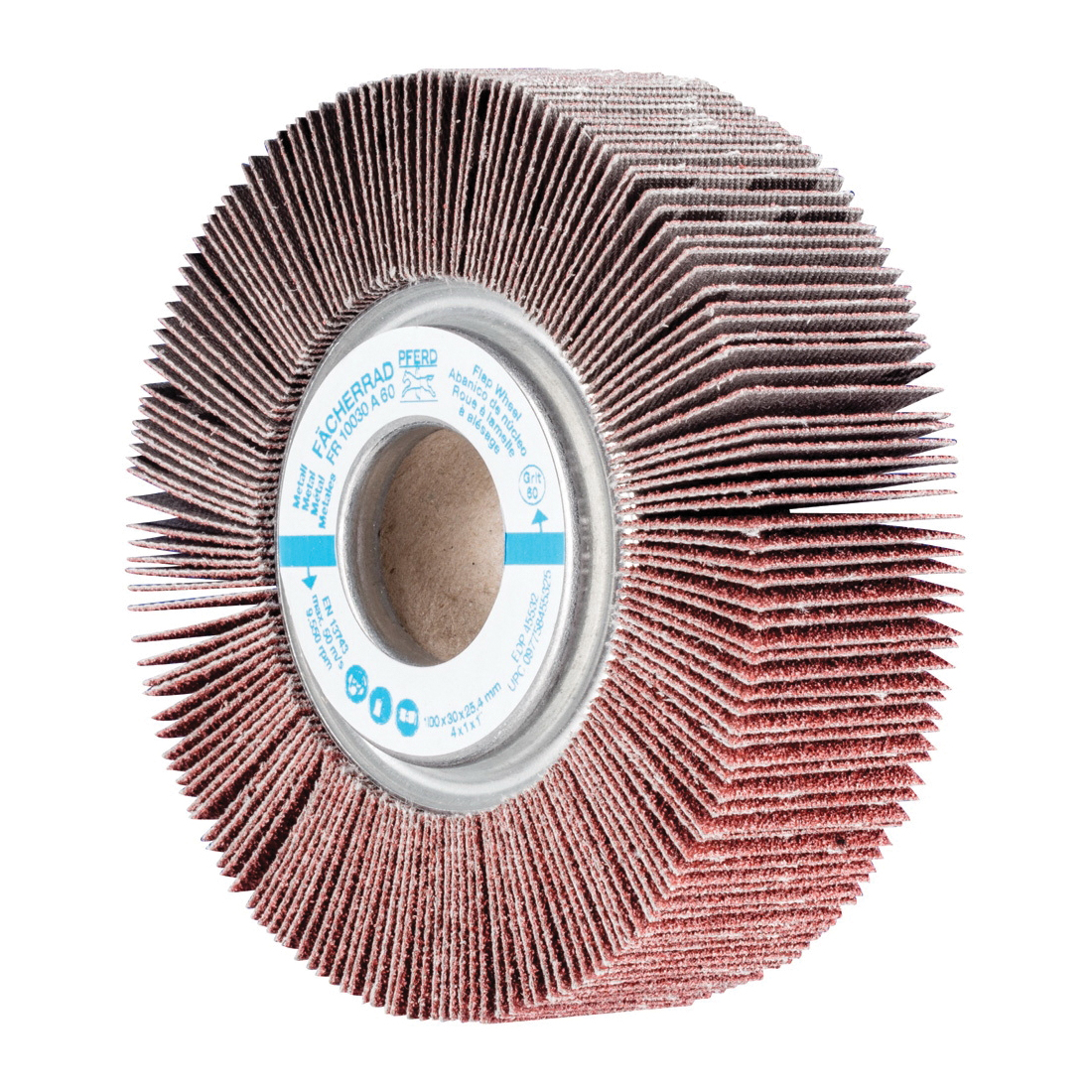 PFERD 45532 Unmounted Coated Flap Wheel, 4 in Dia, 1 in W Face, 60 Grit, Coarse Grade, Aluminum Oxide Abrasive