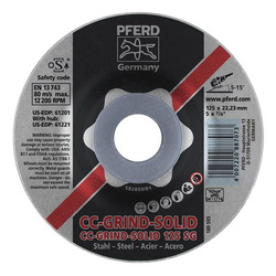PFERD CC-GRIND®-SOLID Performance Line SG 61201 Unthreaded Coated Abrasive Disc, 5 in Dia