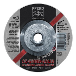 PFERD CC-GRIND®-SOLID Performance Line SG 61221 Threaded Coated Abrasive Disc, 5 in Dia