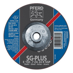 PFERD Special Line SG-PLUS 61562 Depressed Center Wheel, 6 in Dia x 1/4 in THK, 24 Grit, Aluminum Oxide/Zirconia Alumina Abrasive