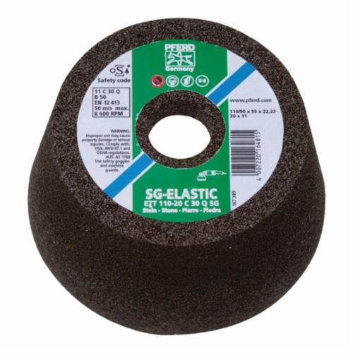 PFERD 61807 Performance Line SG-ELASTIC Cup Wheel With Steel Back, 6 x 4-3/4 in Dia x 2 in THK, 16 Grit, Silicon Carbide Abrasive