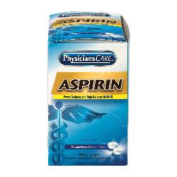 PhysiciansCare® 90014-002 Aspirin Tablet, 50 Packets of 2 Tablets, Box