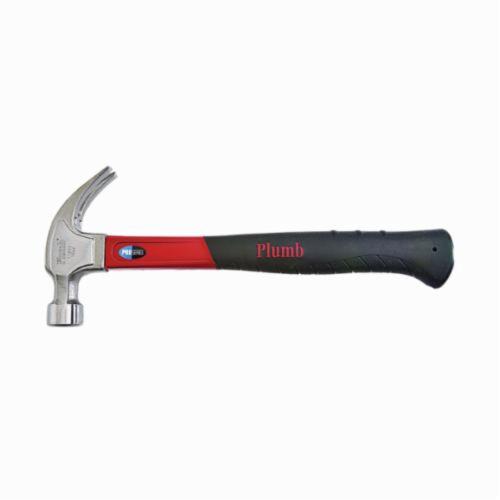 Plumb® 11402N Pro Series Premium Claw Hammer, 13 in OAL, Polished/Smooth Face Surface, 16 oz Steel Head, Curved Claw, Fiberglass Handle
