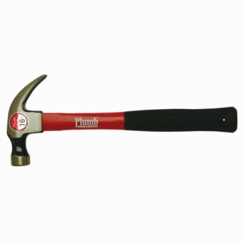 Plumb® 11405 Regular Claw Hammer, 13 in OAL, Polished/Smooth Face Surface, 20 oz Steel Head, Curved Claw, Fiberglass Handle