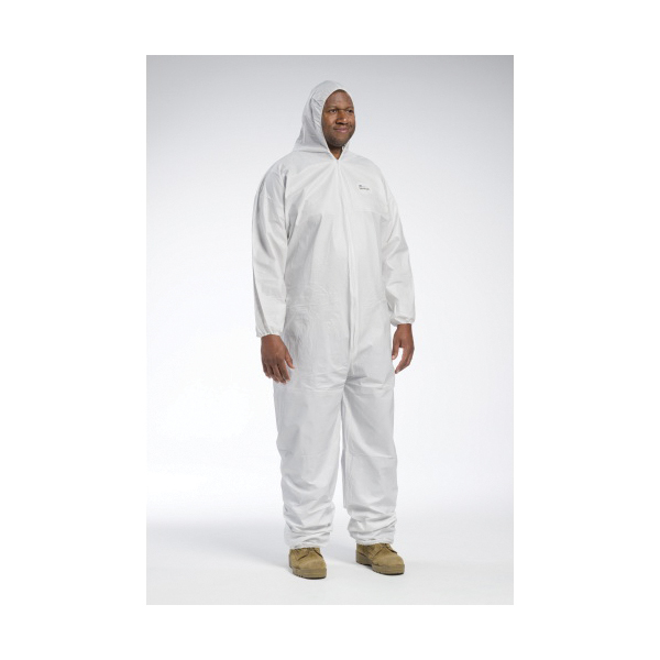 PIP® 3606 Breathable Disposable Coverall With Hood, L, White, Microporous Film Laminate, 26 in Chest, 29.1 in L Inseam