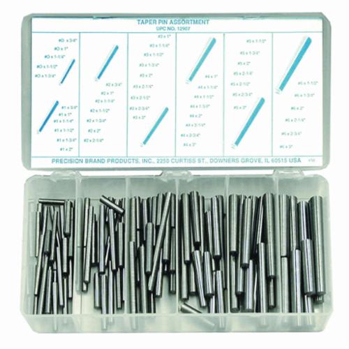 Precision Brand® 12907 Taper Pin Assortment, 100 Pieces, Low Carbon Steel