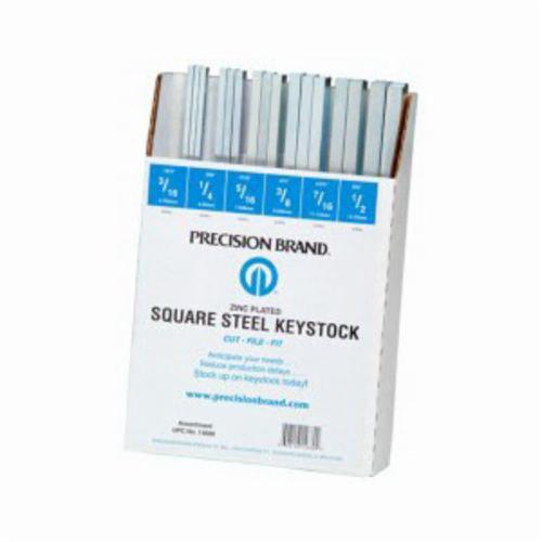 Precision Brand® 14680 Square Keystock Assortment, 32 Pieces, Steel, Zinc Plated