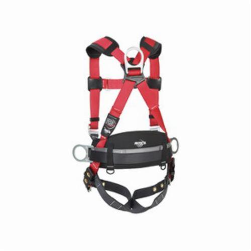 3M Protecta Fall Protection 1191210 Pro™ Construction Style Positioning Harness, XL, 420 lb Load, Polyester Webbing Strap, Tongue Leg Strap Buckle, Stainless Steel Grommet/Steel Hardware, Red