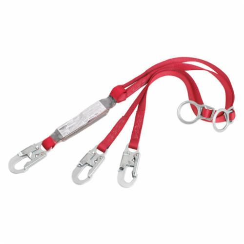 3M Protecta Fall Protection 1342200 PRO™ Pack Fixed Tie-Off Tie-Back Shock Absorbing Lanyard, 130 to 310 lb Load, 6 ft L, Polyester Webbing Line, 2 Legs, Snap Hook Anchorage Connection, Snap Hook Harness Connection Hook