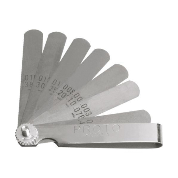 Proto® J000A Short Blade Feeler Gauge Set, 9 Pieces, 1/2 x 3 in Blade, Steel Holder