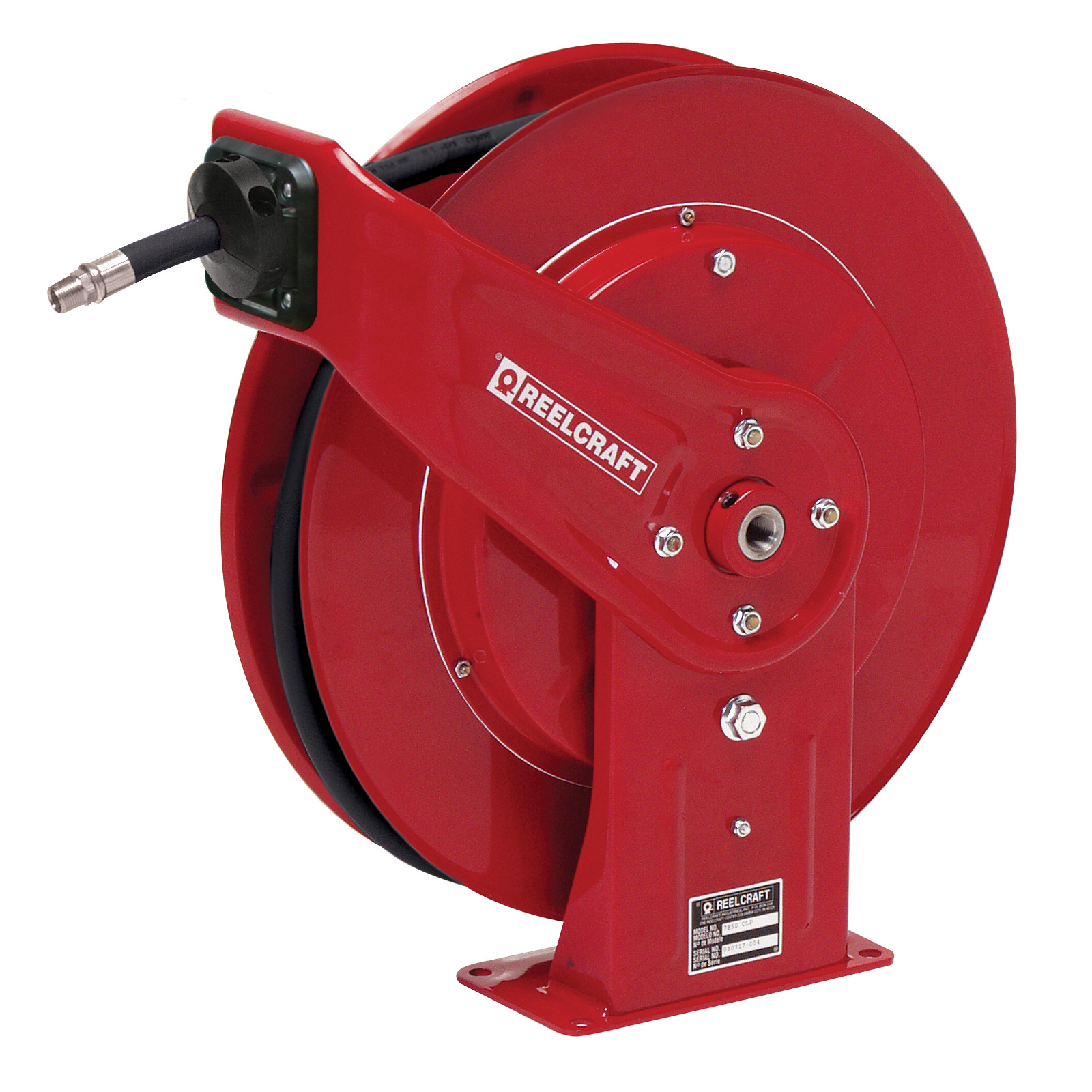 Reelcraft® 7650 OHP 7000 Heavy Duty High Pressure Hose Reel With Hose, 3/8 in ID x 0.73 in OD x 50 ft L Hose, 4800 psi Pressure, 19-3/4 in Dia x 3-7/8 in W Reel, Domestic