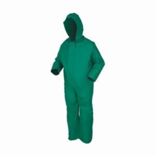 MCR Safety 3881 Dominator™ Coverall With Attached Drawstring Hood, Green, PVC/Polyester