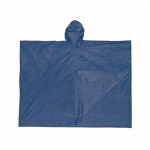 River City O43 Schooner I 1-Ply Disposable Poncho With Attached Hood, Universal, 52 in L, Navy Blue, 0.1 mm PVC