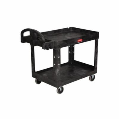 Rubbermaid® FG452088 BLA Heavy Duty Utility Cart With Lipped Shelf, 45.2 in L x 25.9 in W x 33.2 in H, 500 lb Load, Black
