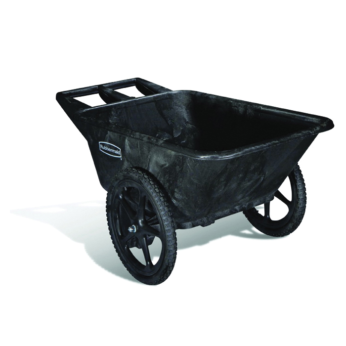 Rubbermaid® FG564200BLA Heavy Duty Hopper Wheel Cart, 58 in OAL, 300 lb Load, 7-1/2 cu-ft Volume, HDPE, Black